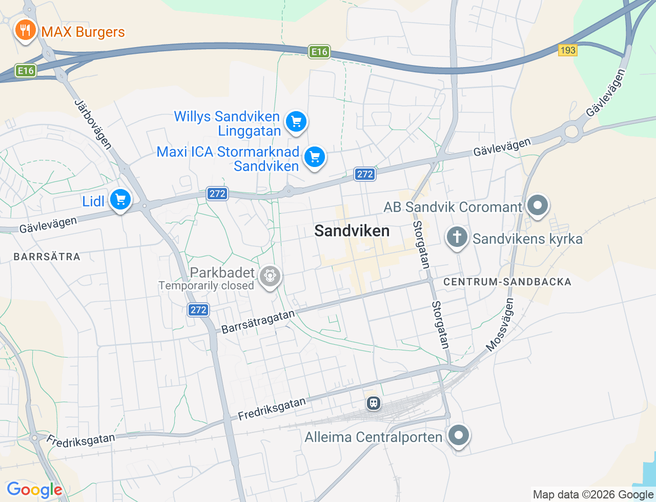 Karta över Plangatan 4B i 39 Sandviken