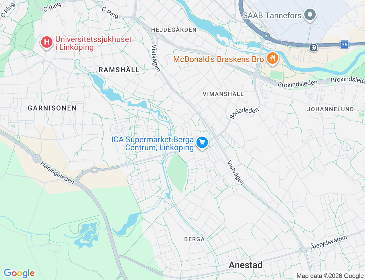 Karta över Prästbolsgatan 28 i 33 Linköping