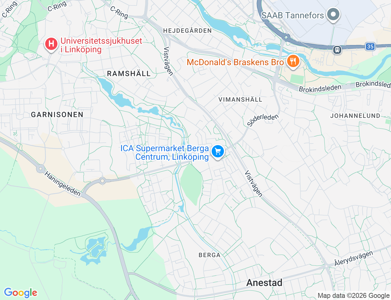 Karta över Prästbolsgatan 30 i 33 Linköping