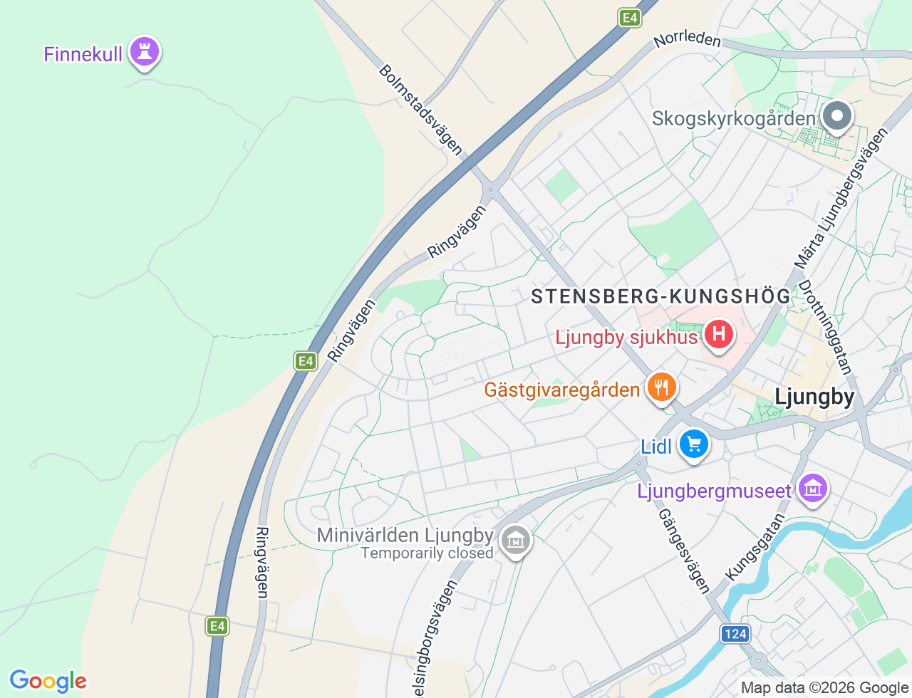 Karta över Rönnäsvägen 46 i 33 Ljungby
