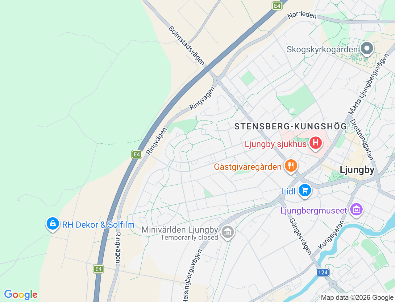 Karta över Rönnäsvägen 58 i 33 Ljungby