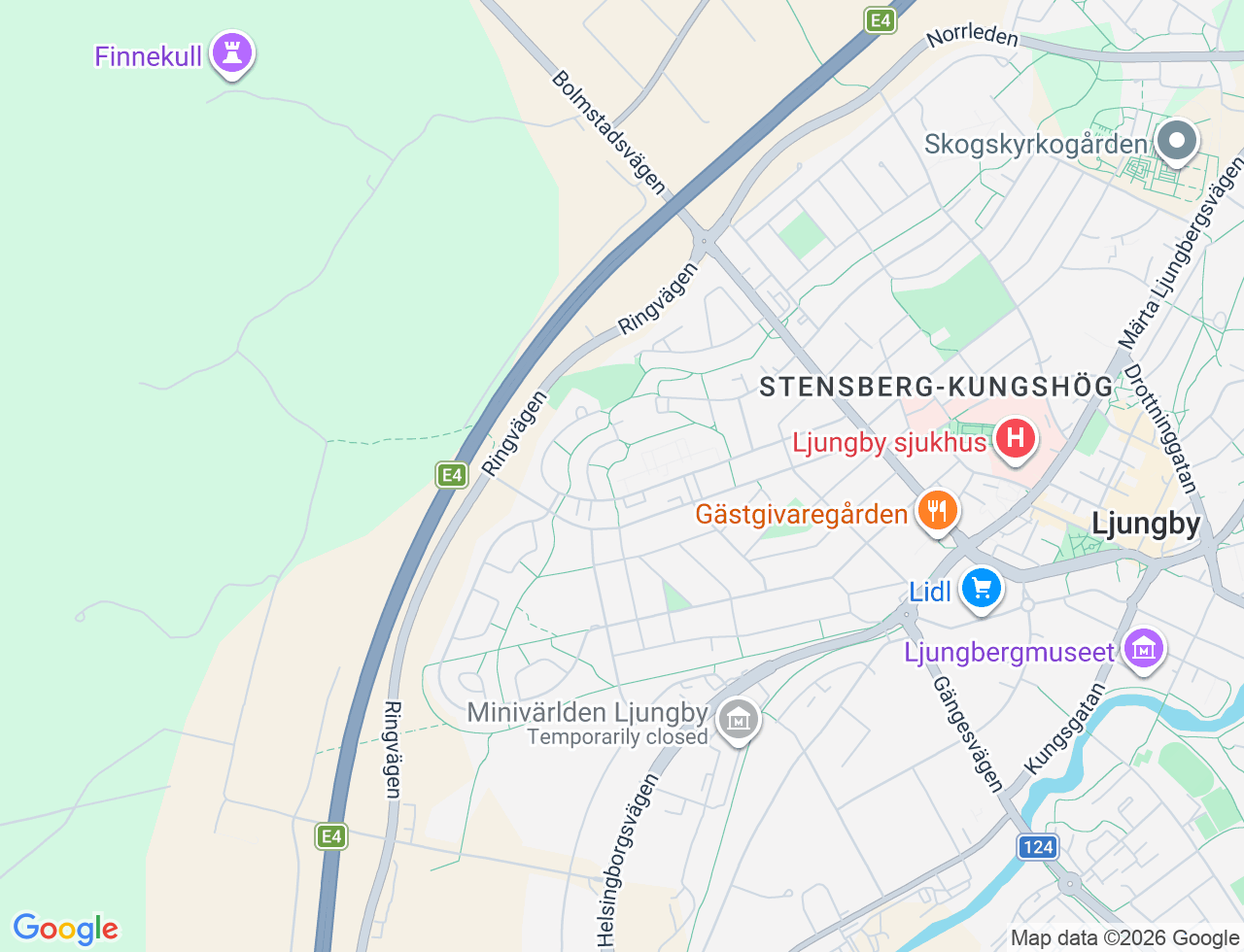 Karta över Rönnäsvägen 68 i 33 Ljungby