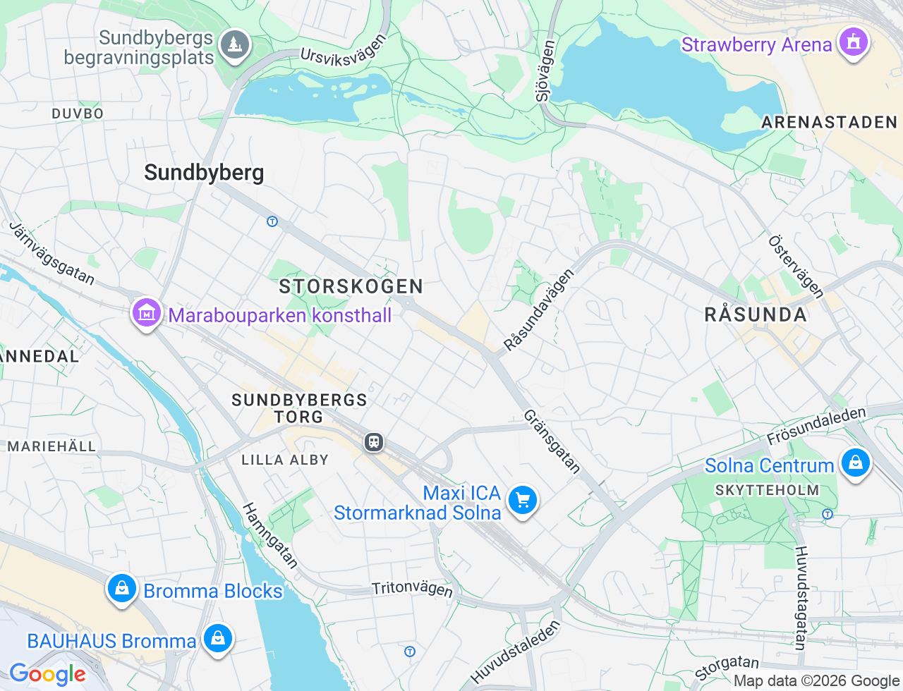 Karta över Råstensgatan 16 i 70 Sundbyberg