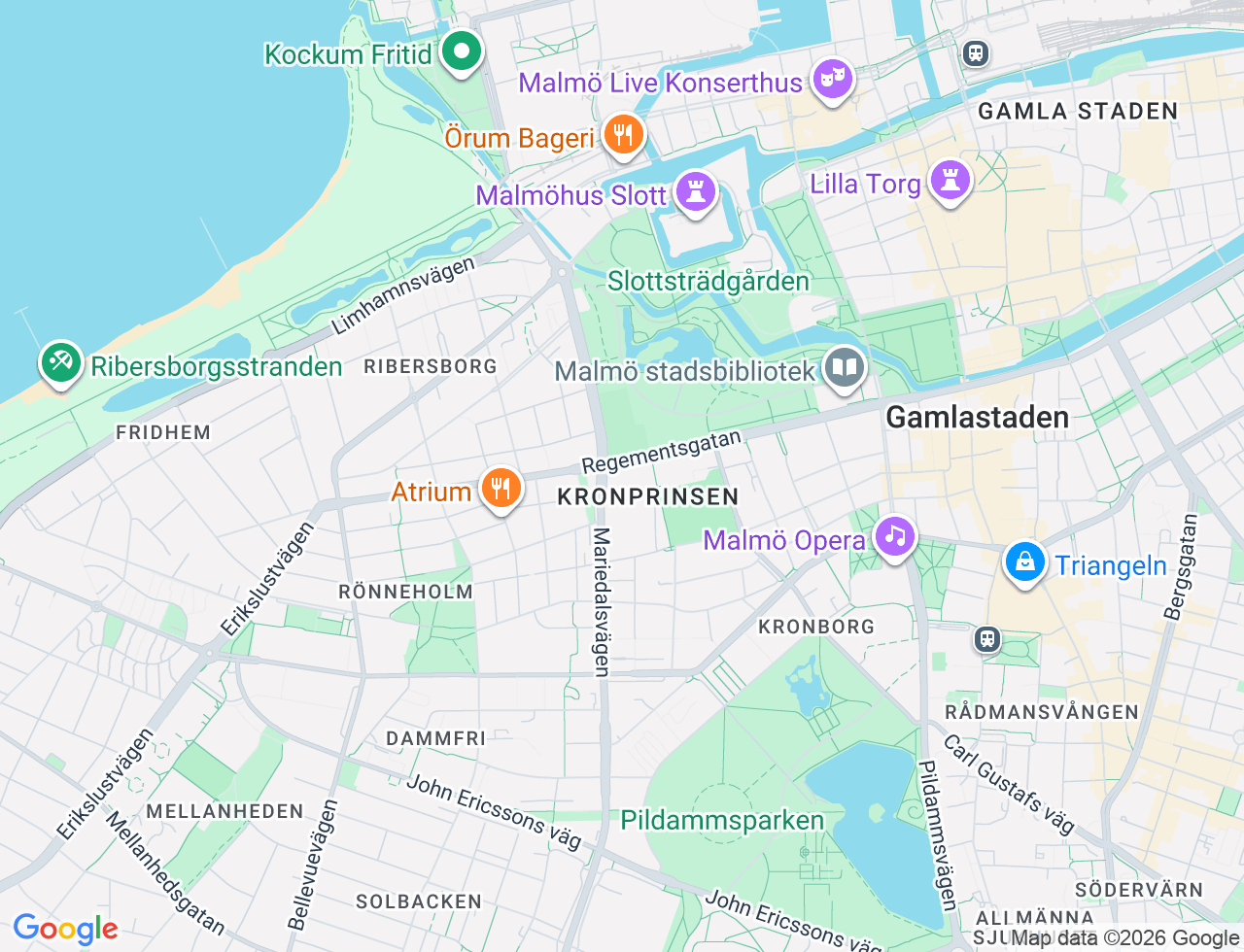 Karta över Regementsgatan 54 i 48 Malmö
