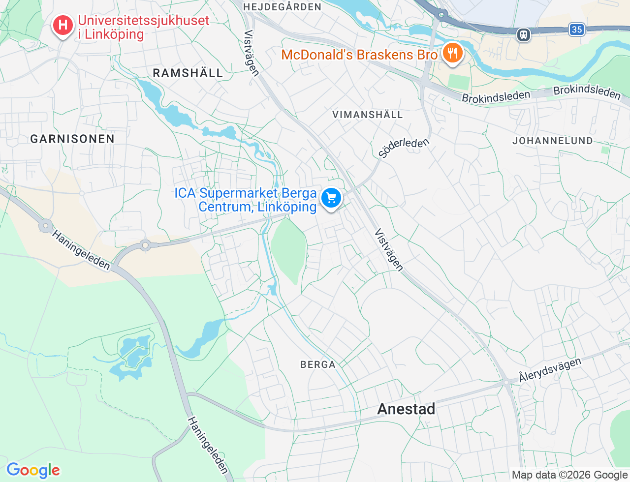 Karta över Ridderstads gata 38 i 36 Linköping