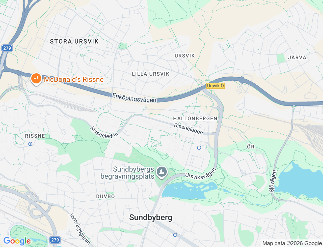 Karta över Rissneleden 45 i 44 Sundbyberg