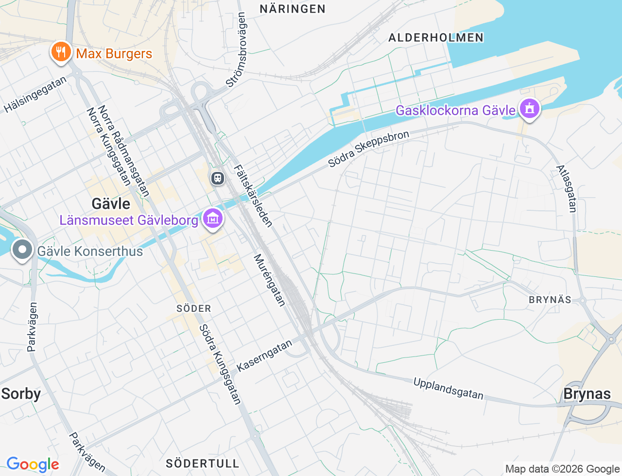 Karta över Södra Hospitalsgatan 10C i 80 Gävle