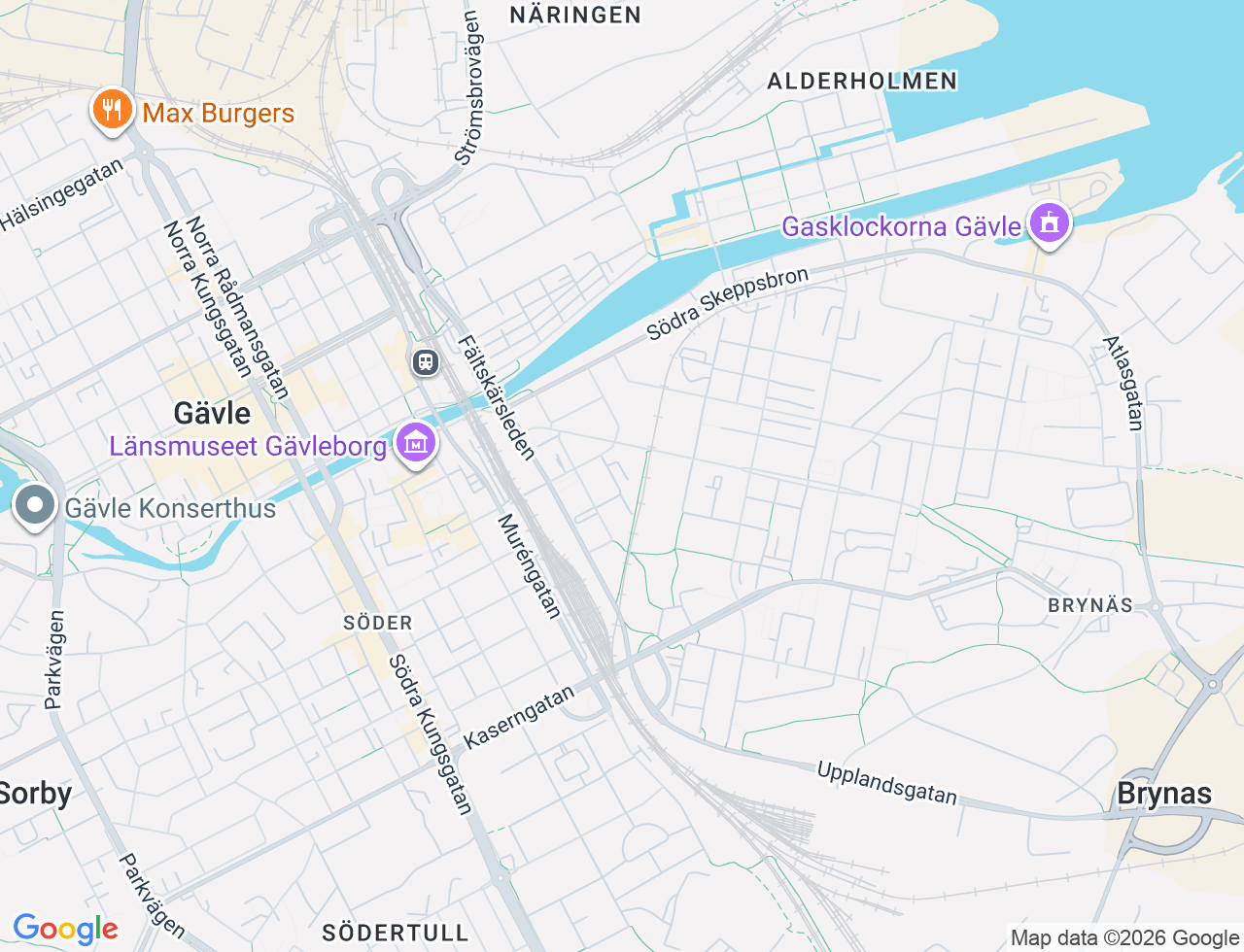Karta över Södra Hospitalsgatan 11B i 80 Gävle