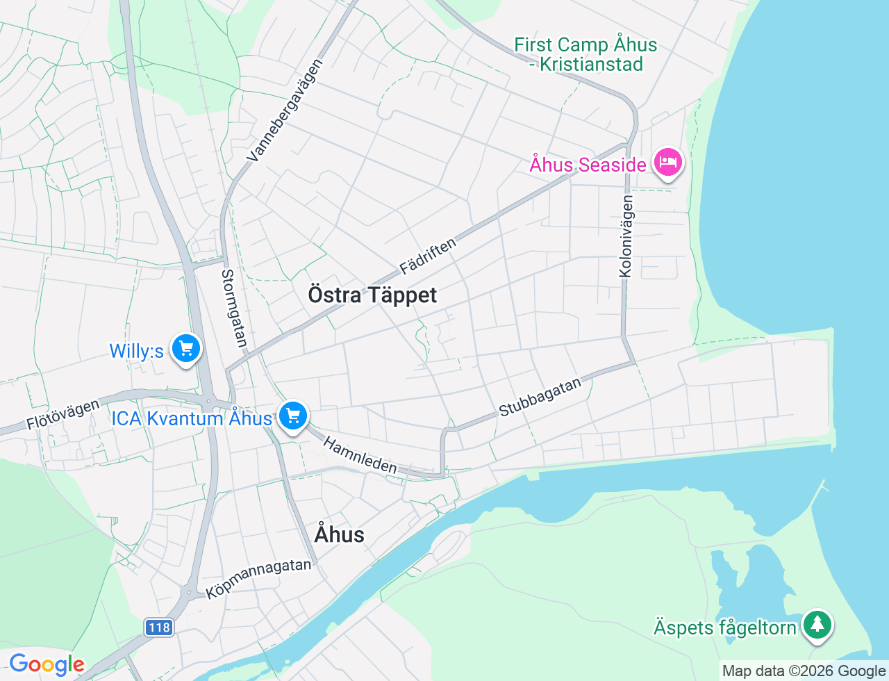 Karta över Södra Piggagatan 24B i 32 Åhus
