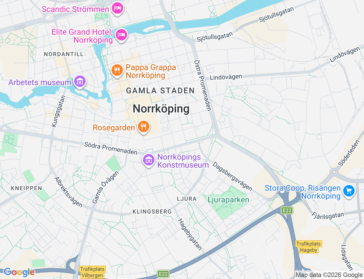 Karta över Södra Promenaden 127 i 31 Norrköping
