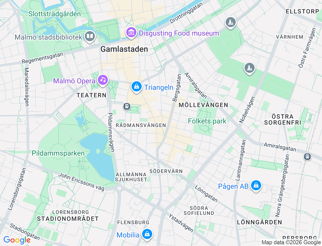 Karta över Södra Skolgatan 39 i 22 Malmö