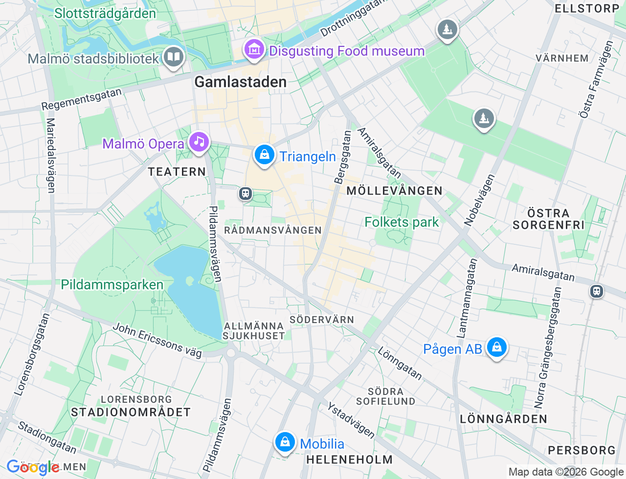 Karta över Södra Skolgatan 45A i 22 Malmö