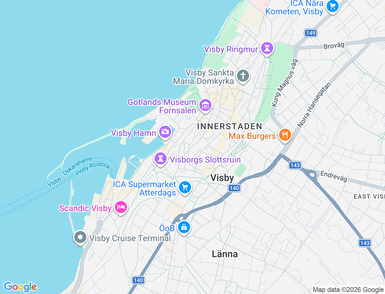Karta över S:t Hansgatan 6A i 57 Visby