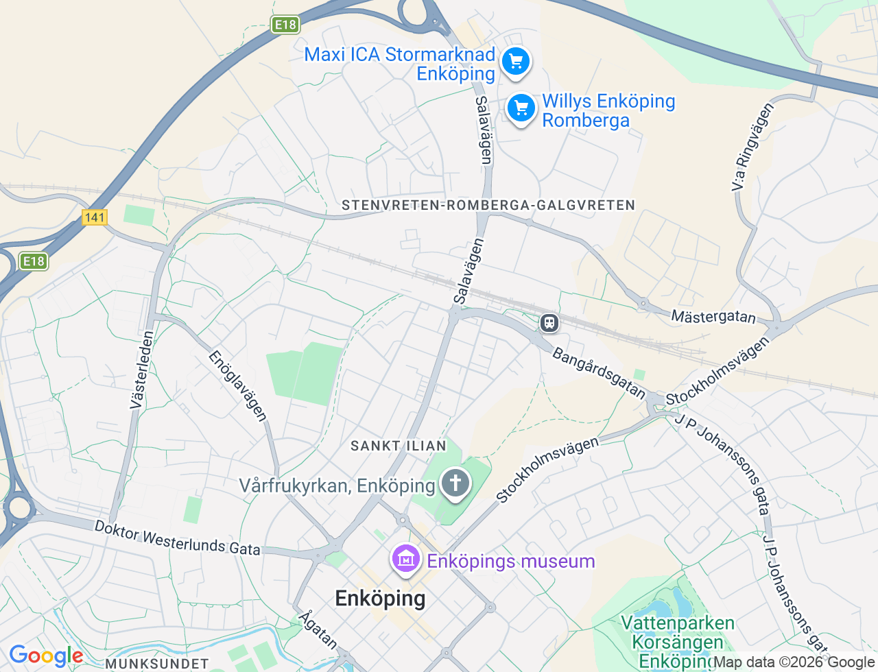 Karta över Sankt Larsgatan 9 i 34 Enköping