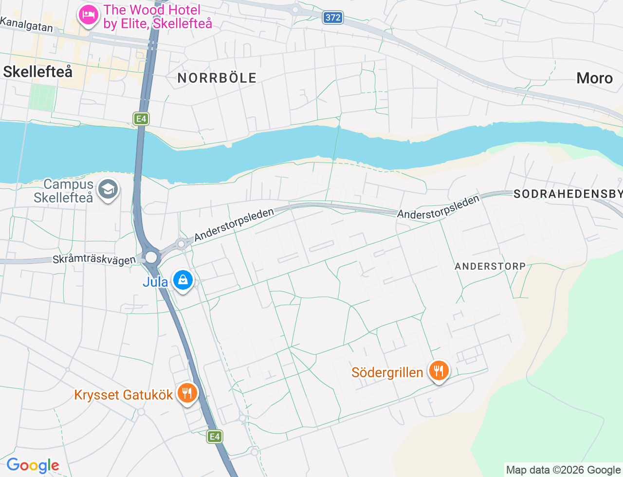 Karta över Skiftesgatan 45H i 55 Skellefteå