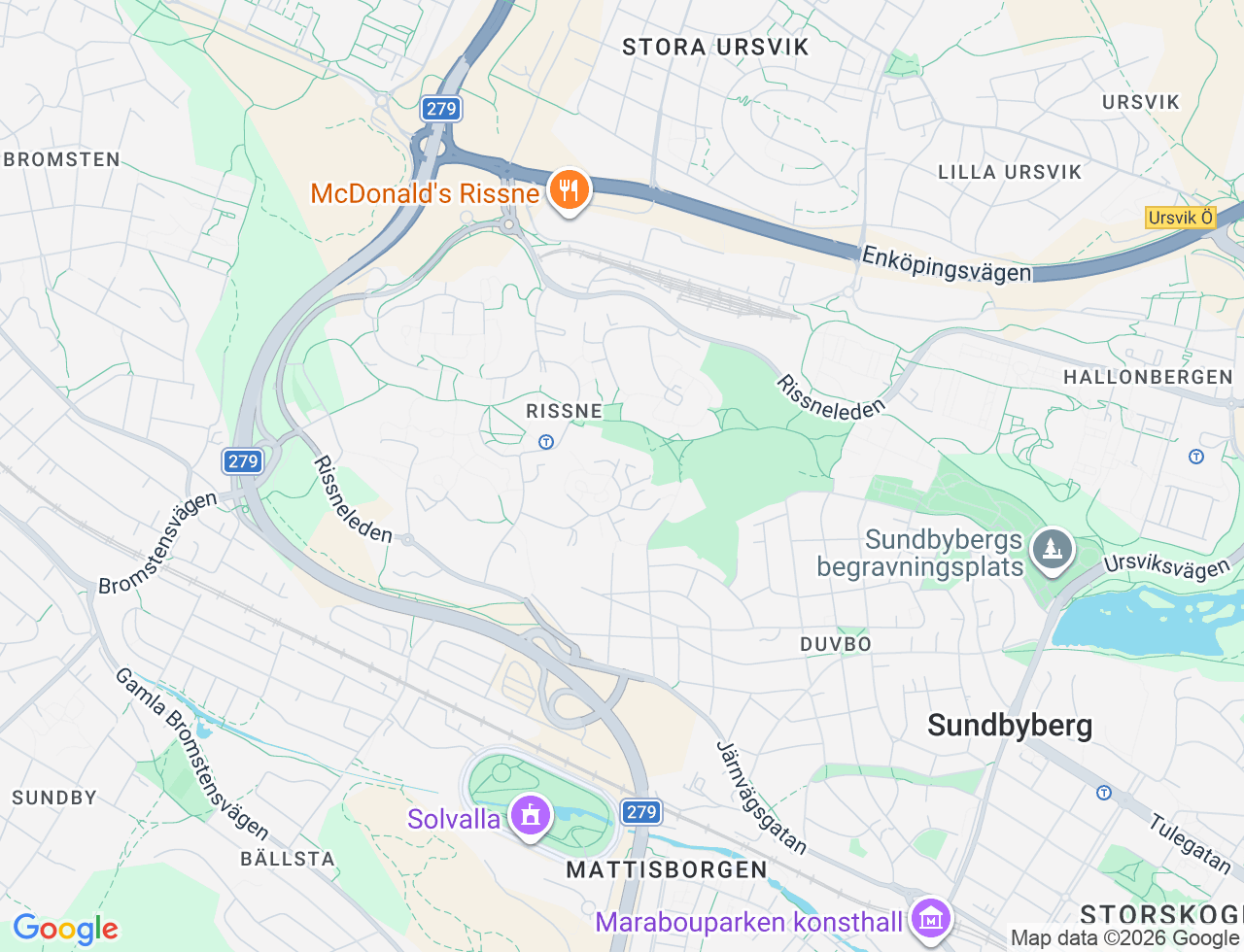 Karta över Skvadronsbacken 41A i 47 Sundbyberg