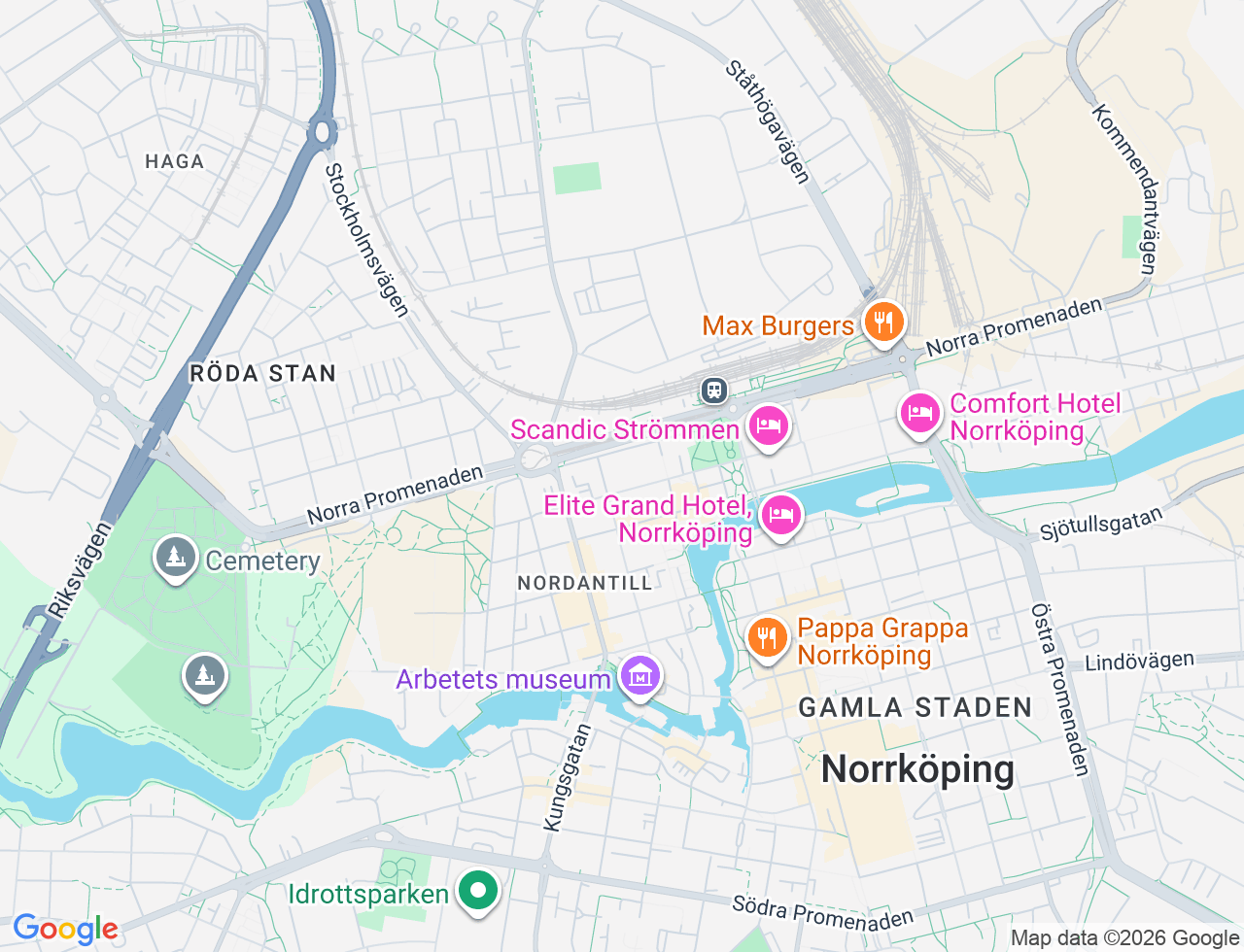 Karta över Slottsgatan 130 i 22 Norrköping