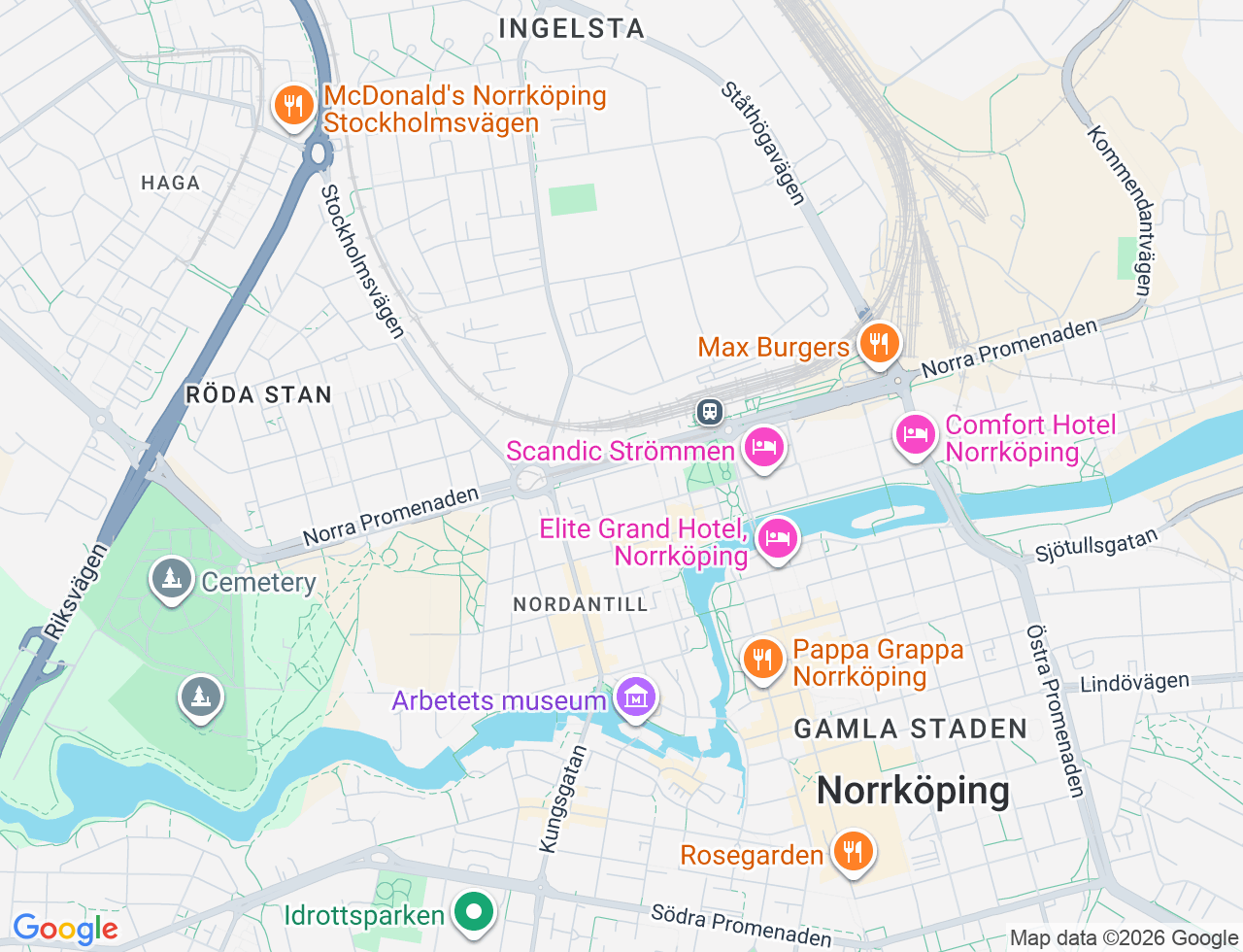 Karta över Slottsgatan 136 i 22 Norrköping