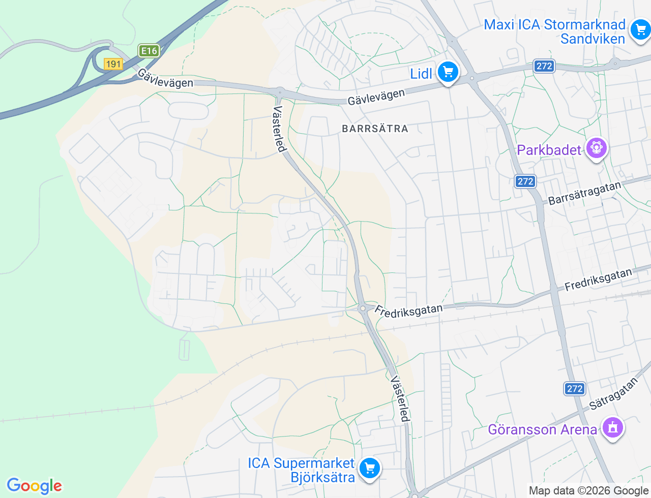 Karta över Smultronbacken 26A i 37 Sandviken