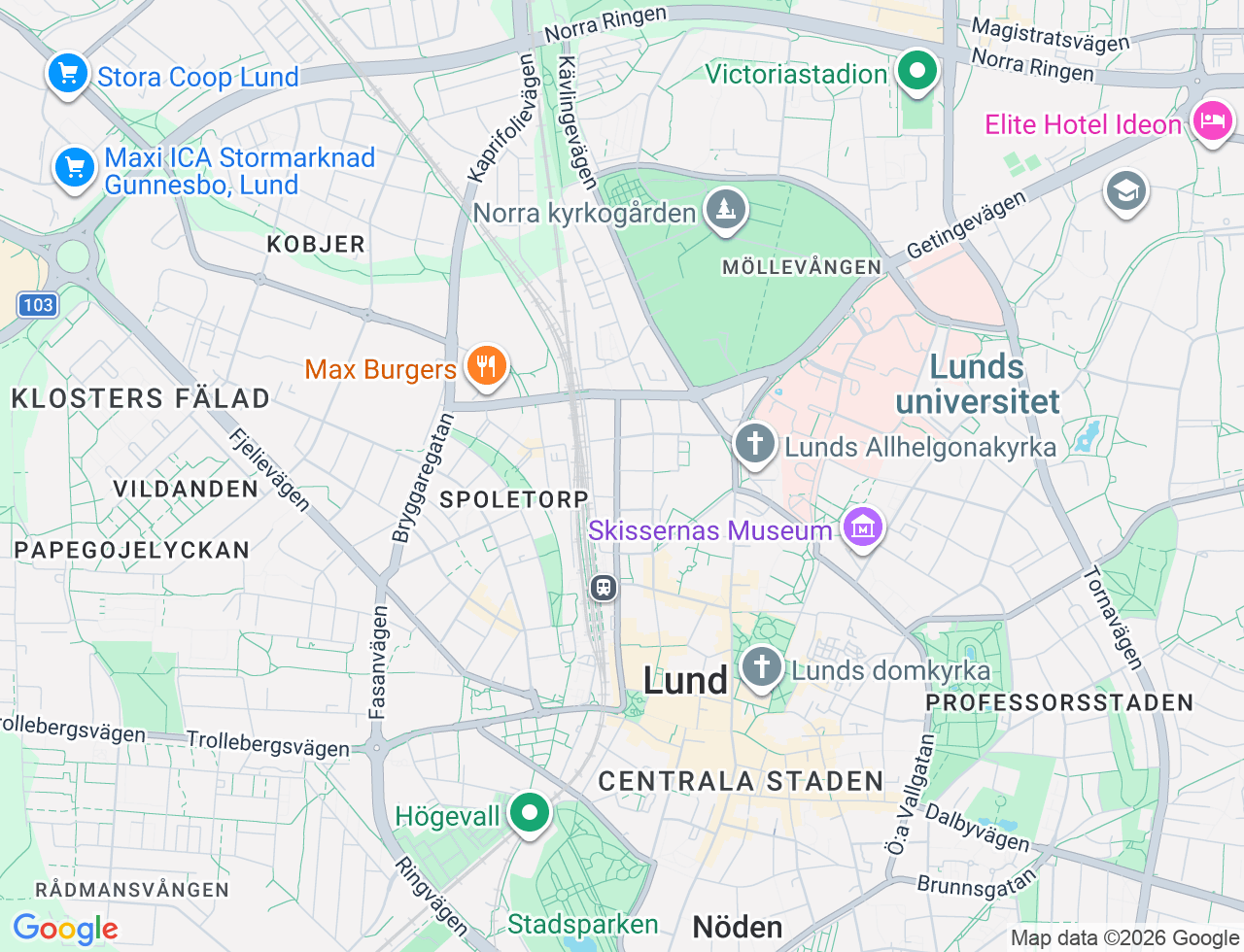 Karta över Spolegatan 12B i 20 Lund