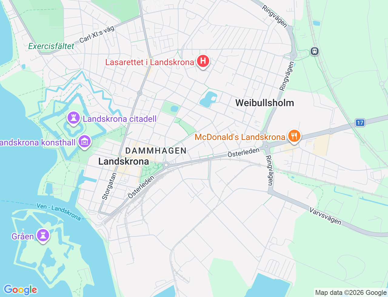 Karta över Östergatan 112C i 34 Landskrona