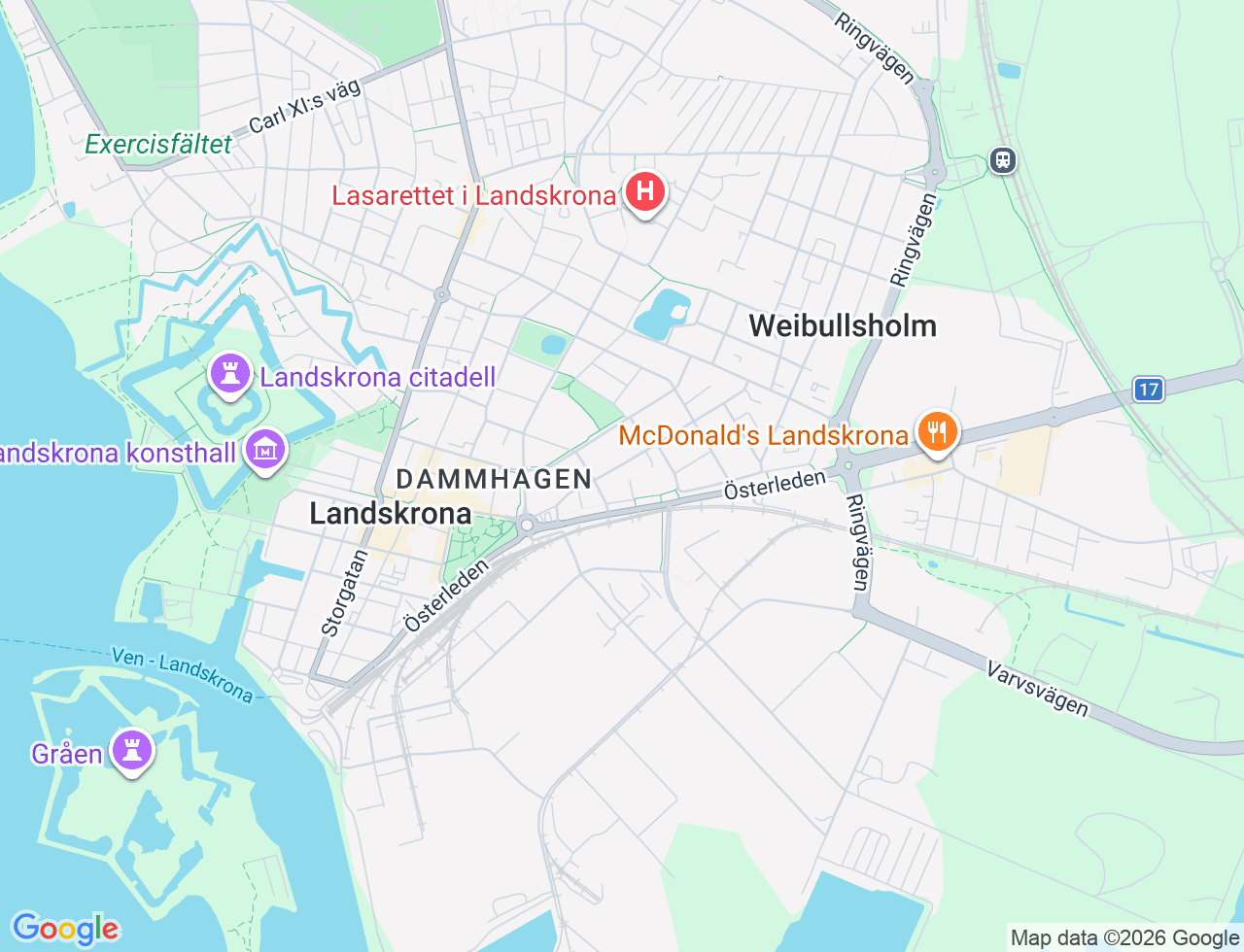 Karta över Östergatan 112D i 34 Landskrona