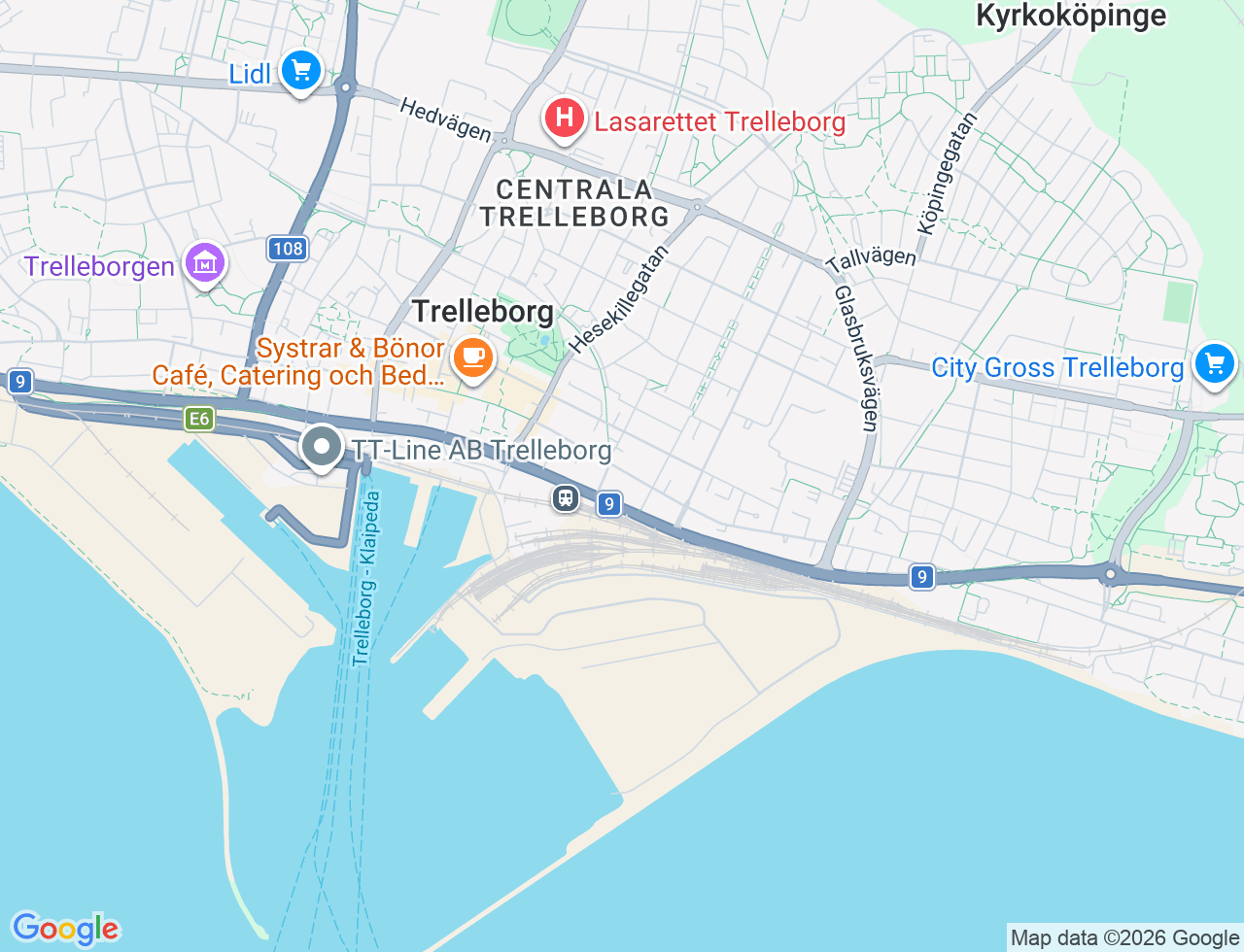 Karta över Östergatan 24 i 44 Trelleborg