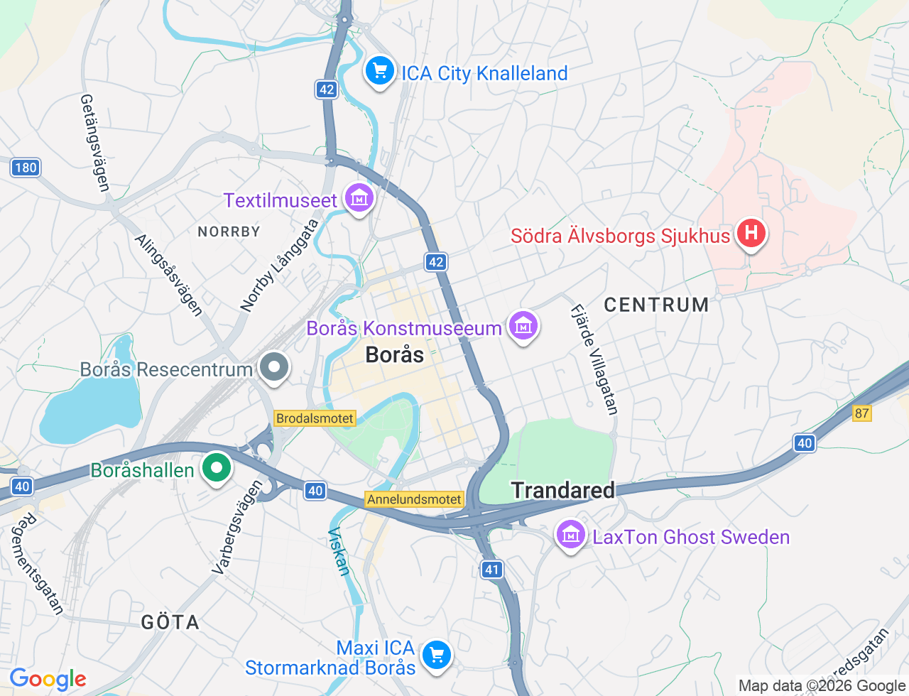 Karta över Stora Brogatan 38 i 35 Borås