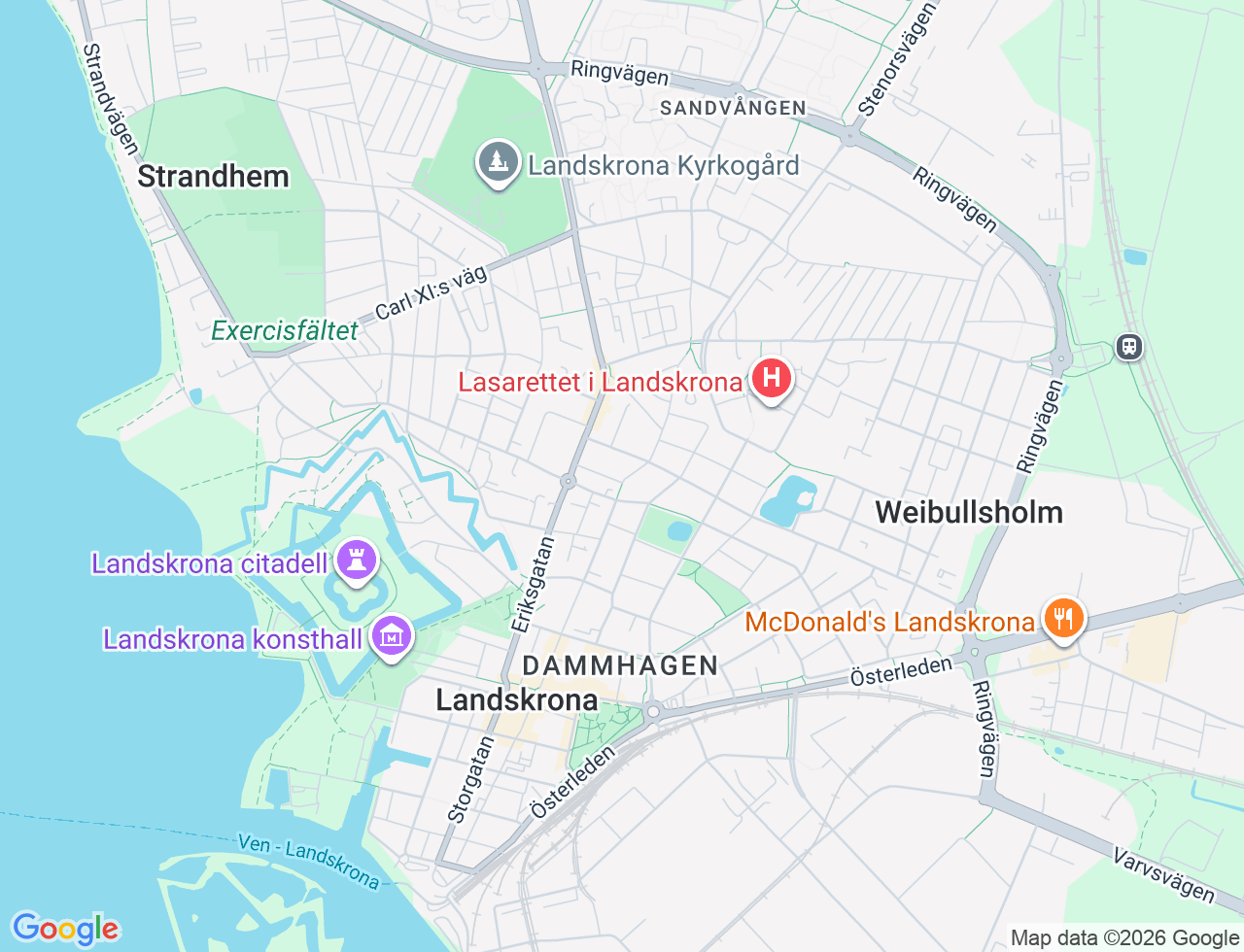 Karta över Stora Norregatan 123 i 40 Landskrona