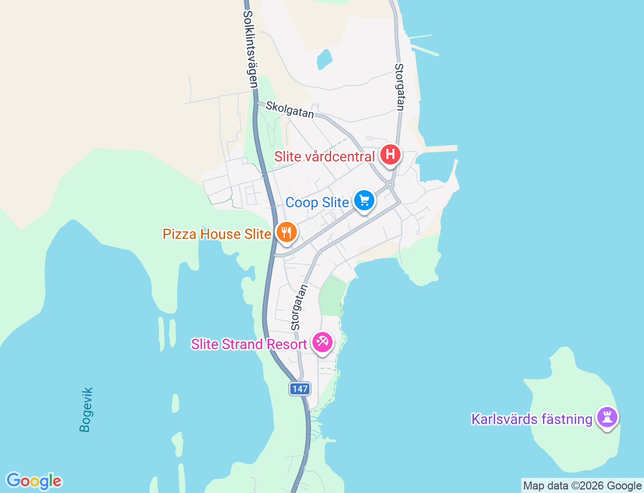 Karta över Storgatan 41 i 48 Slite