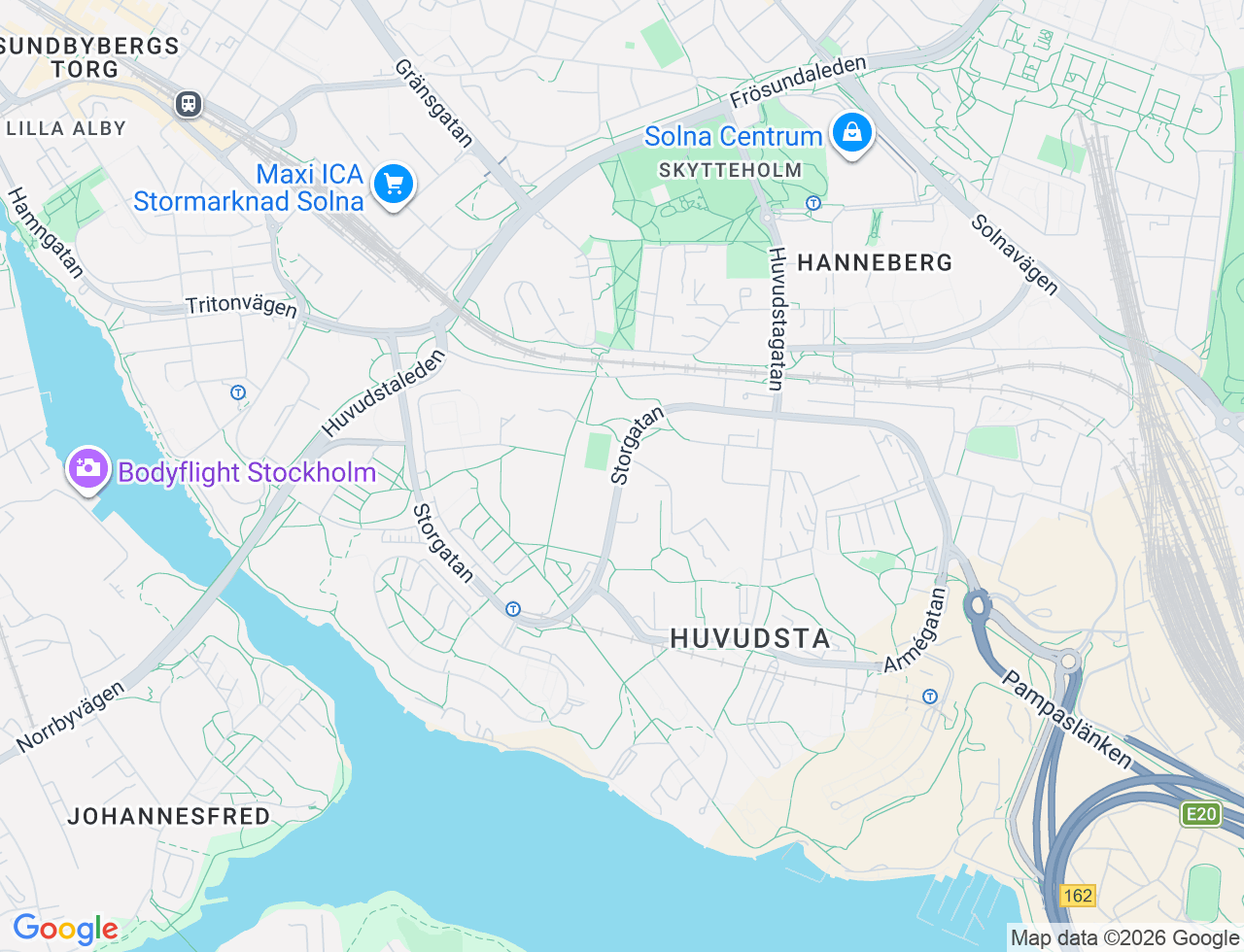 Karta över Storgatan i Solna
