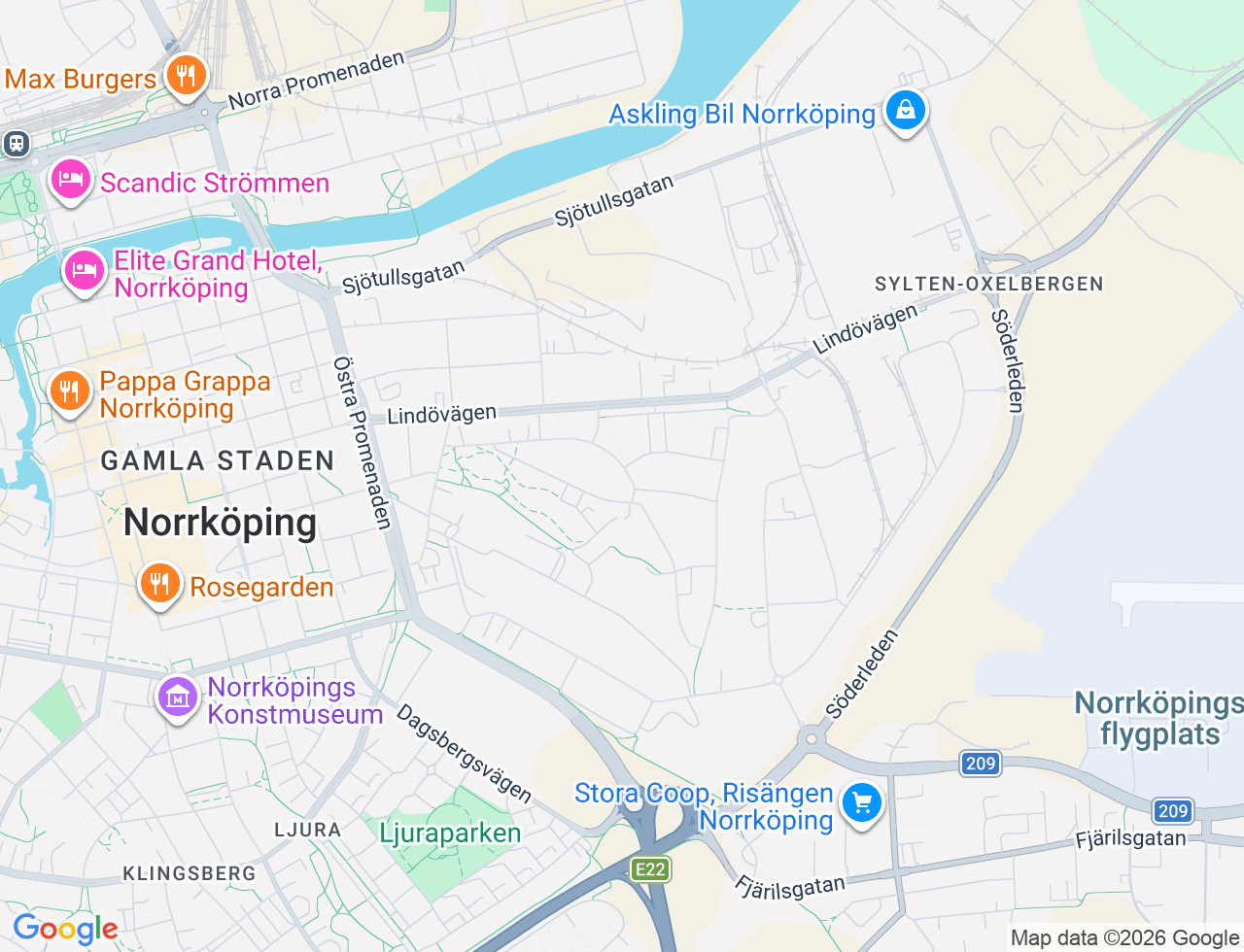 Karta över Storsvängen 38A i 44 Norrköping
