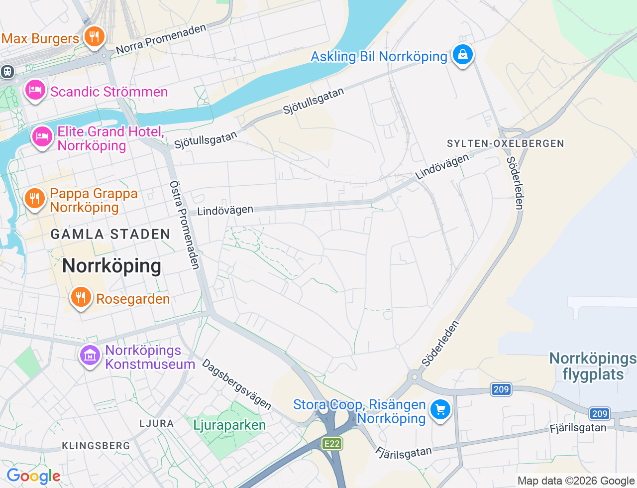 Karta över Storsvängen 38B i 44 Norrköping