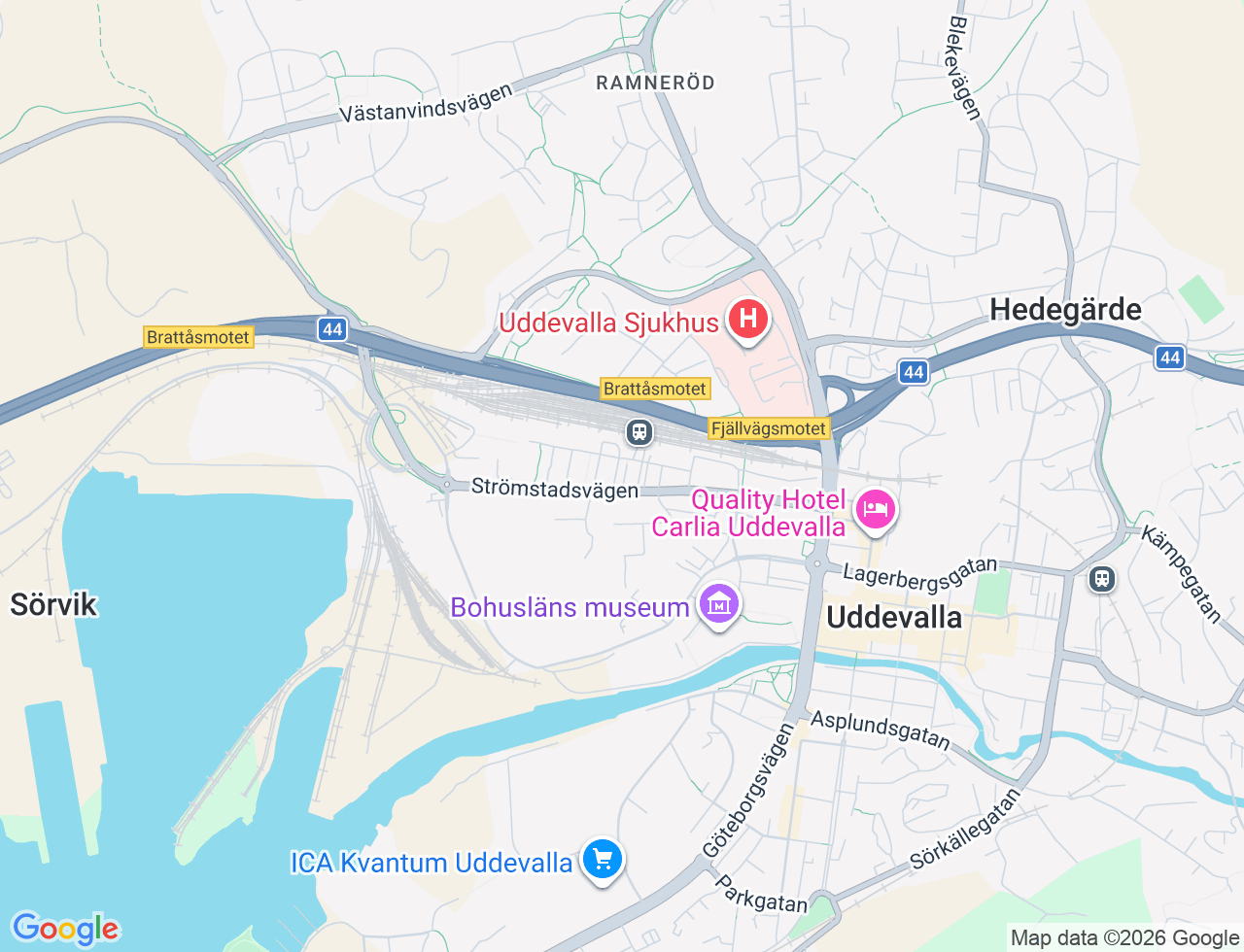 Karta över Strömstadsvägen 34B i 50 Uddevalla