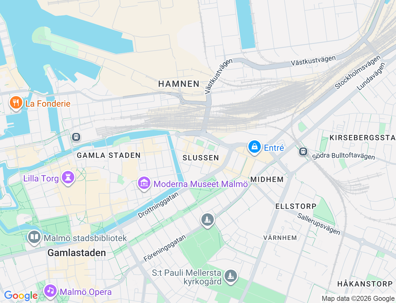 Karta över Östra Förstadsgatan 16A i U3