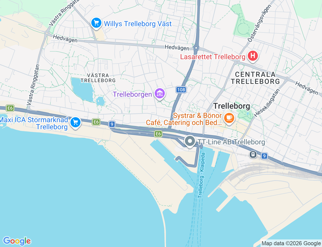 Karta över Strandgatan 52 i 62 Trelleborg