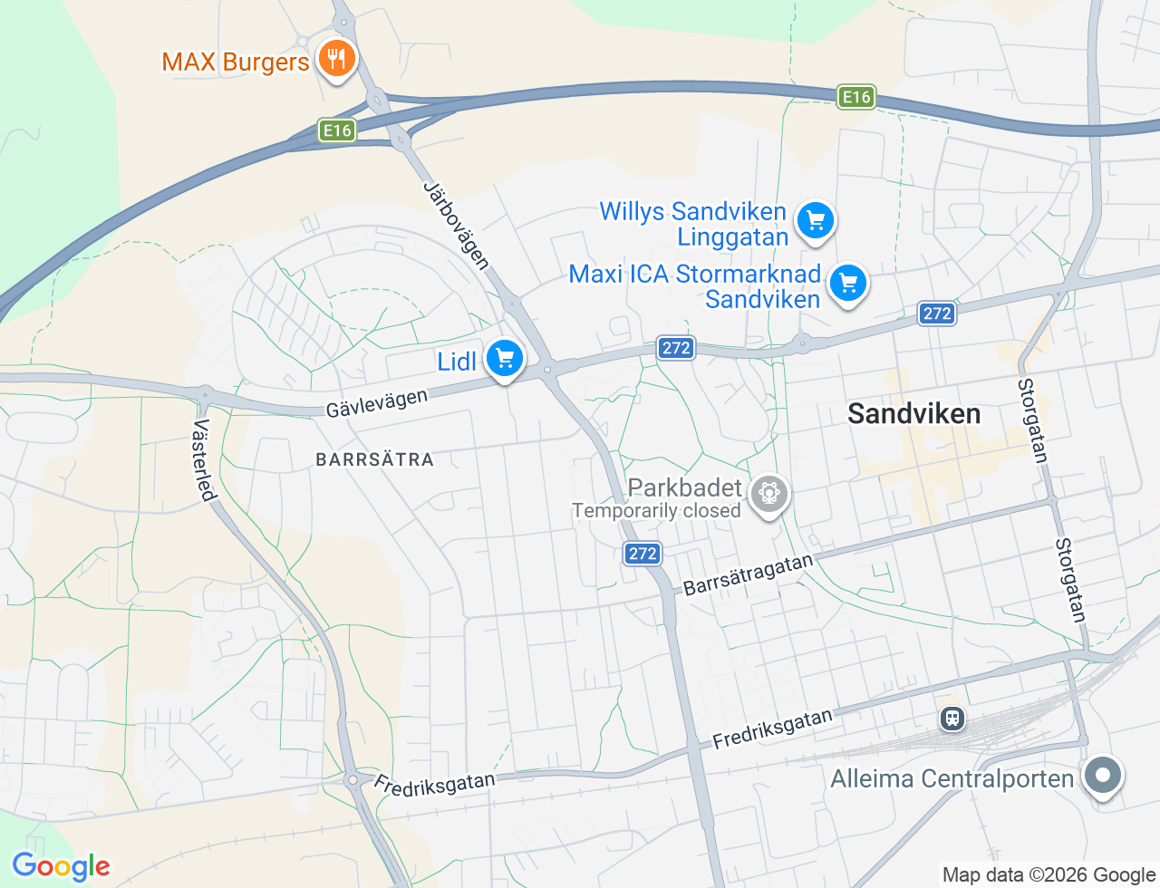 Karta över Svarvargatan 7 i 36 Sandviken