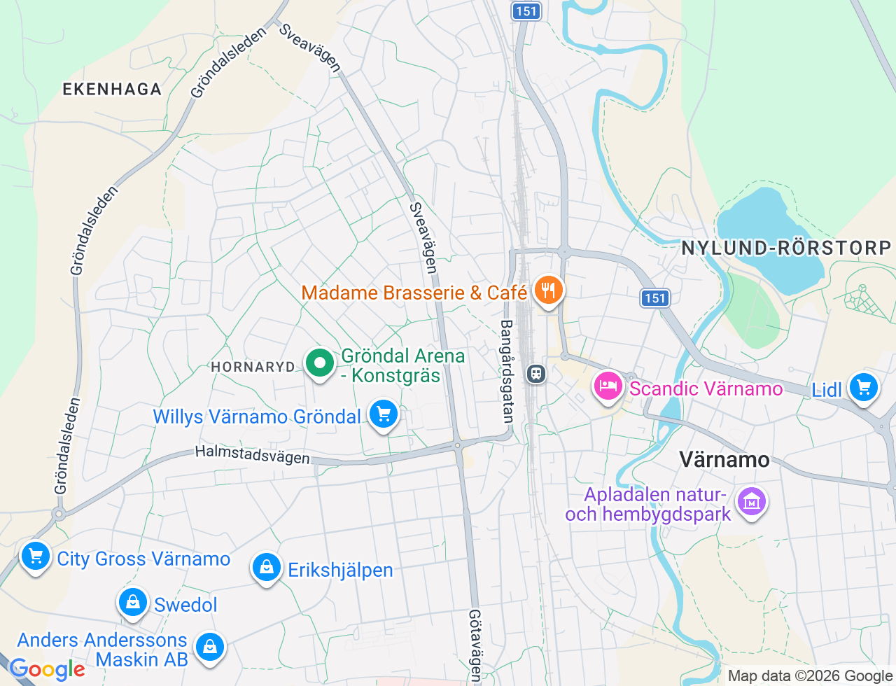 Karta över Sveavägen 26a i 50 Värnamo