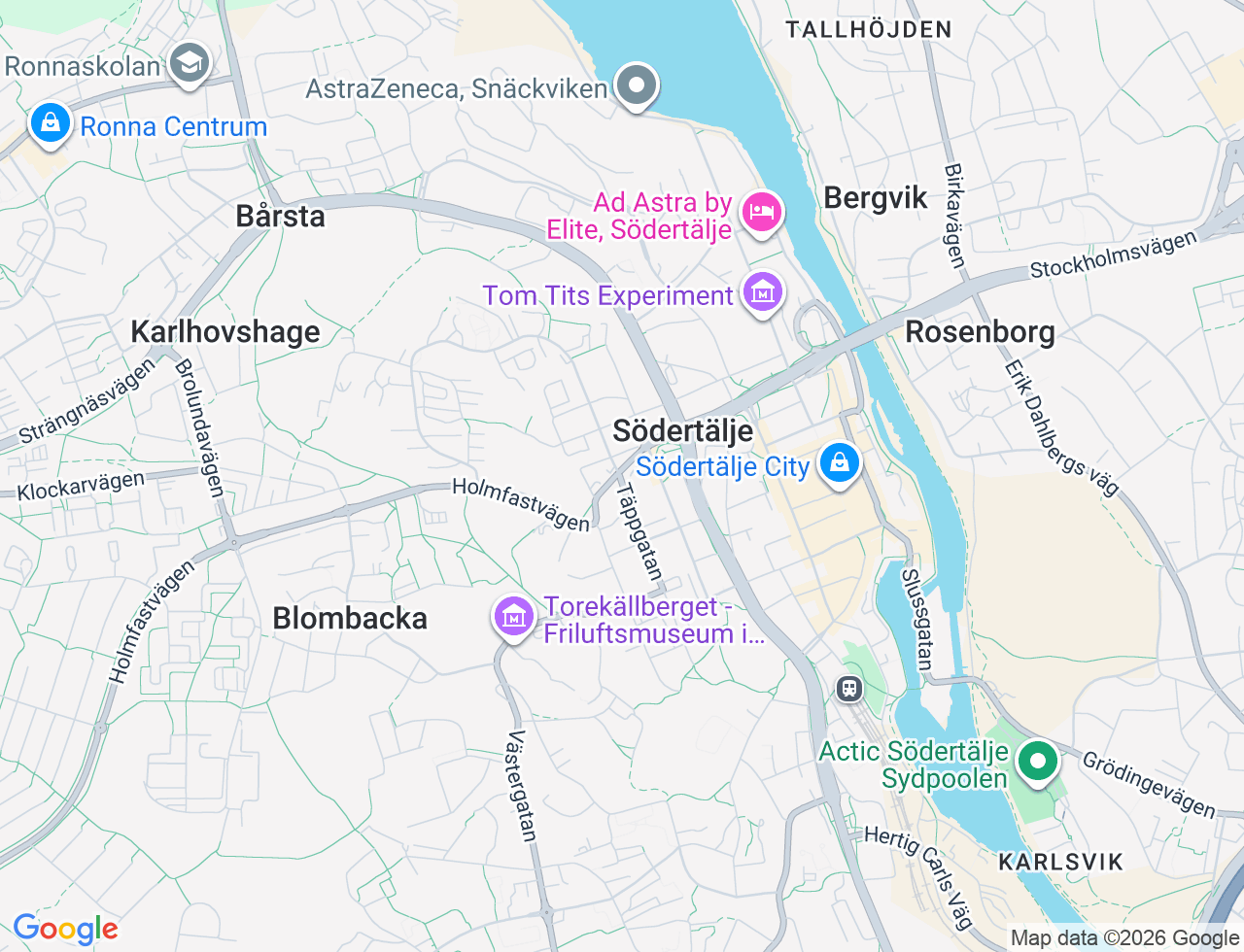 Karta över Täppgatan 28B i 33 Södertälje
