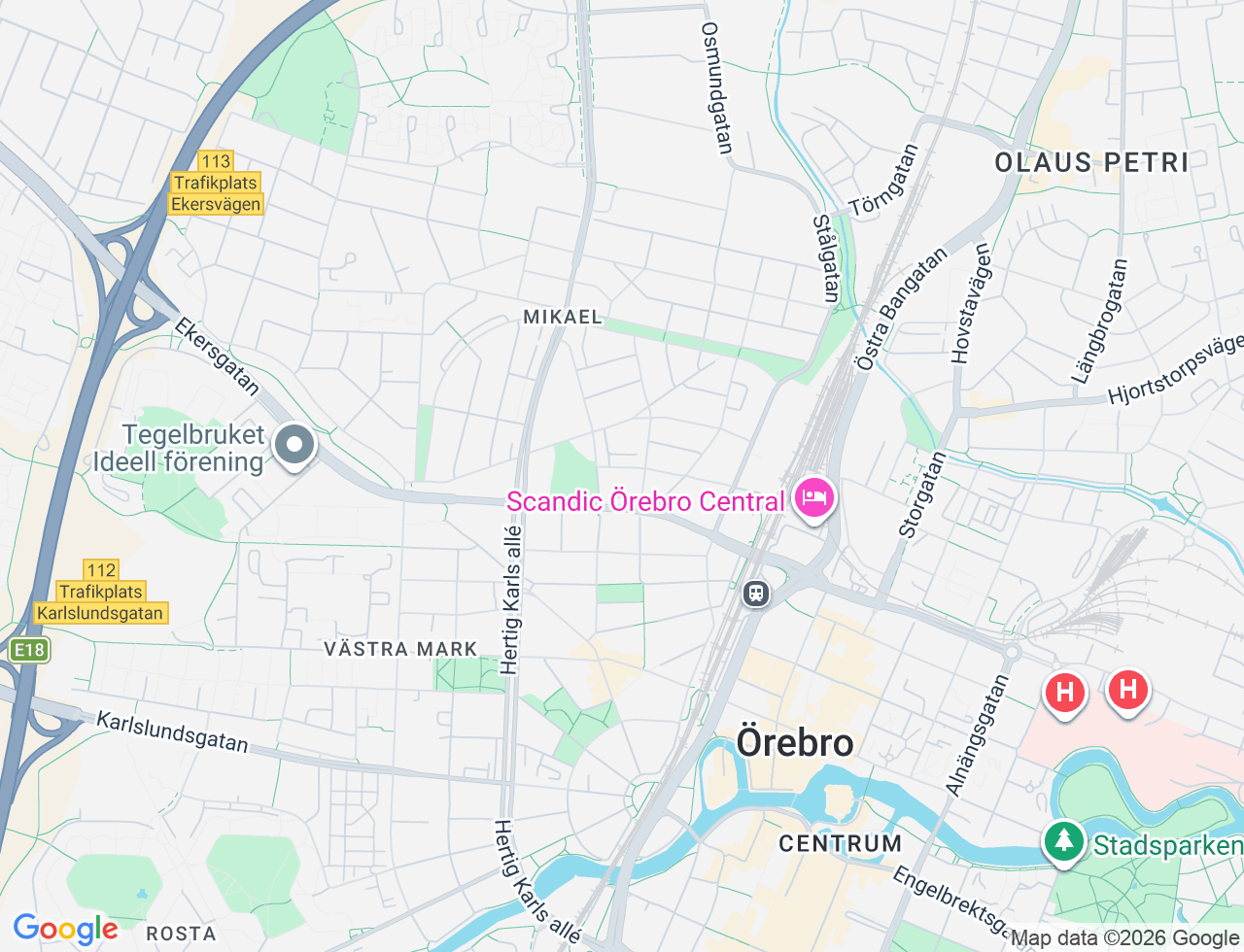 Karta över Tegnérgatan 23 i 55 Örebro