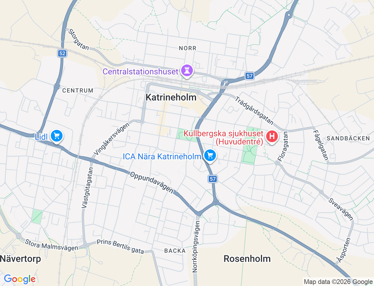 Karta över Tegnérvägen 24 i 32 Katrineholm