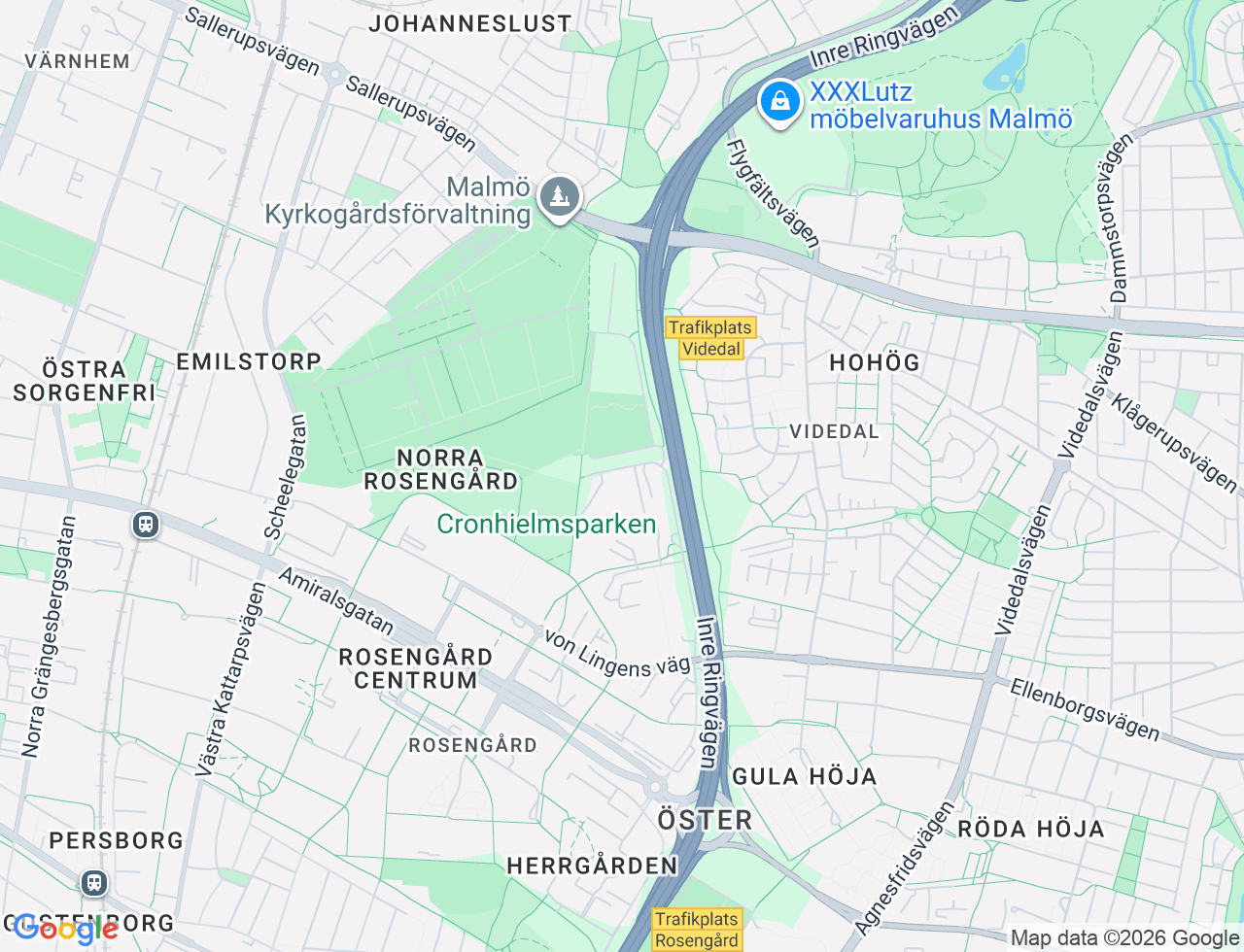 Karta över Thomsons väg 60 i 72 Malmö