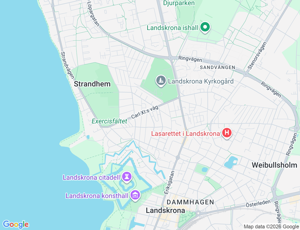 Karta över Timmermansgatan 43 i 38 Landskrona