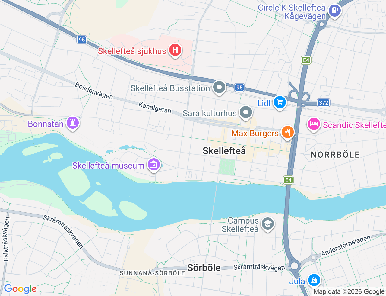 Karta över Tjärhovsgatan 10B i 32 Skellefteå