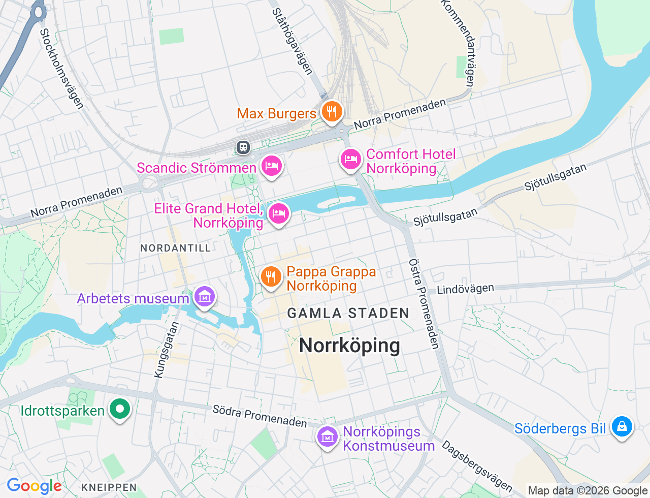 Karta över Trädgårdsgatan 20 i 42 Norrköping