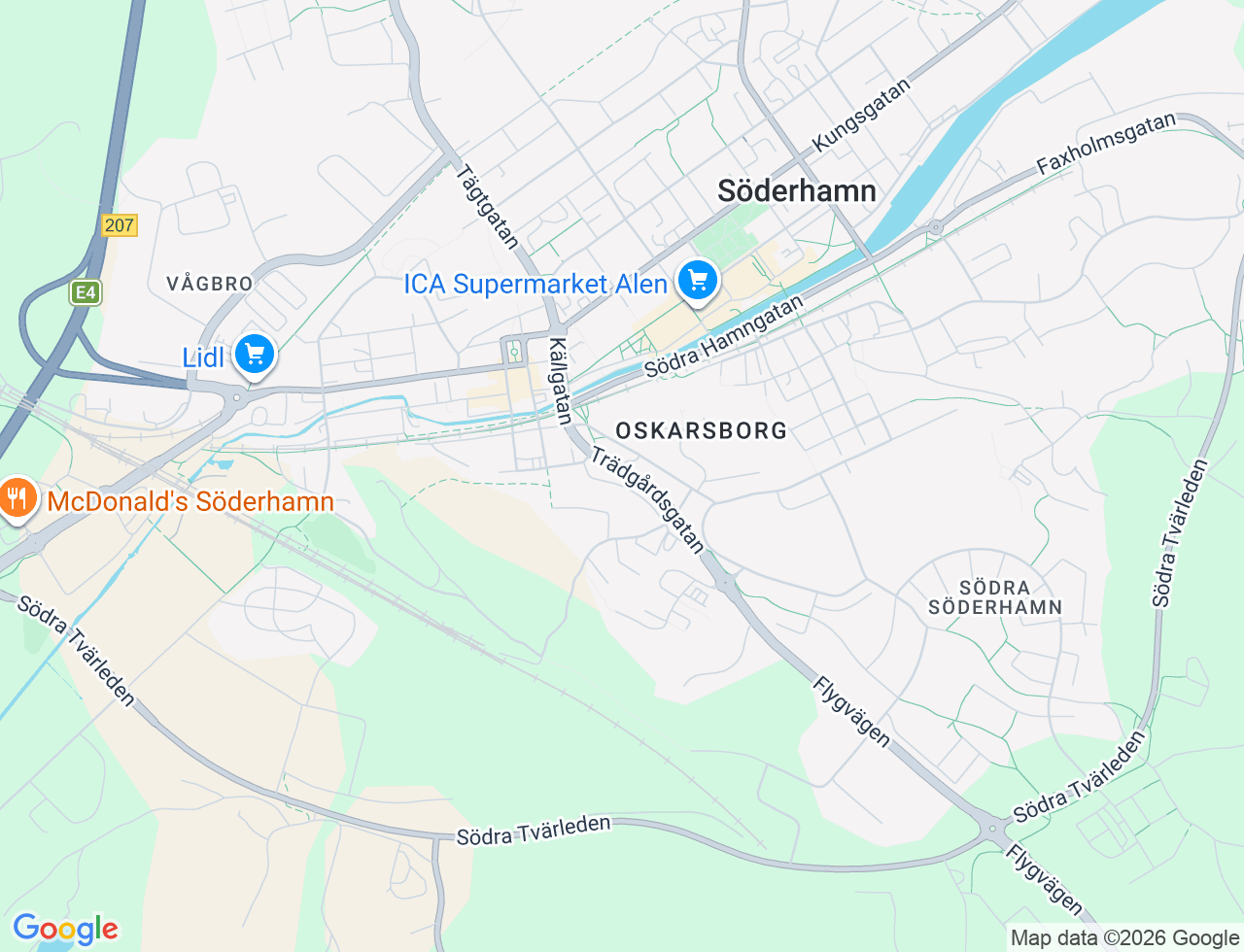 Karta över Trädgårdsgatan 8 i 32 Söderhamn
