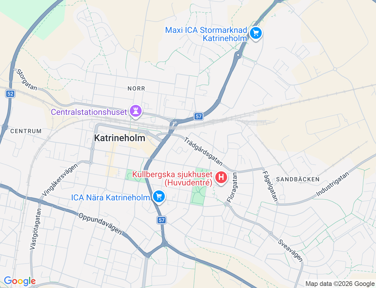 Karta över Trädgårdsgatan 8B i 33 Katrineholm
