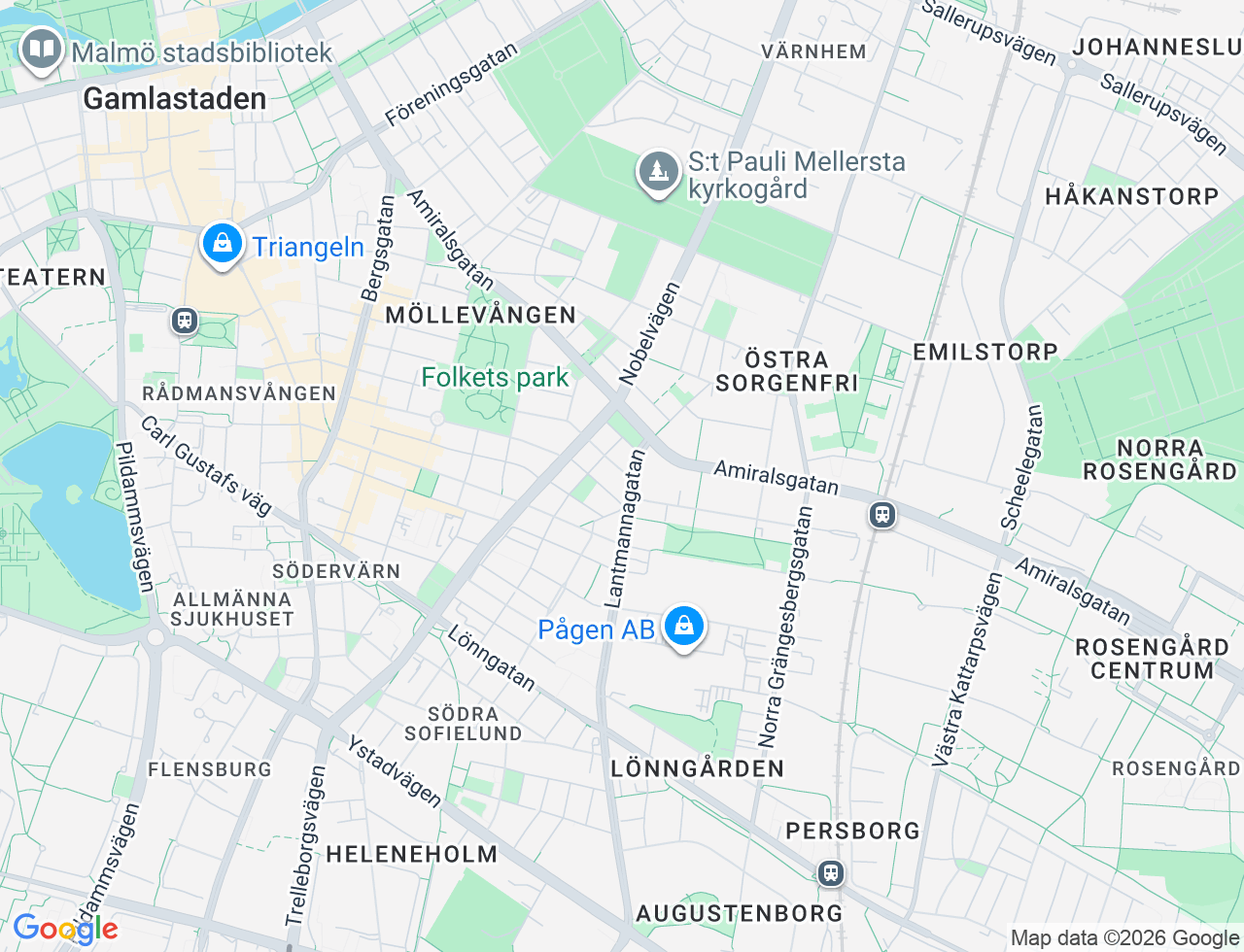 Karta över Trelleborgsgatan 25A i 35 Malmö