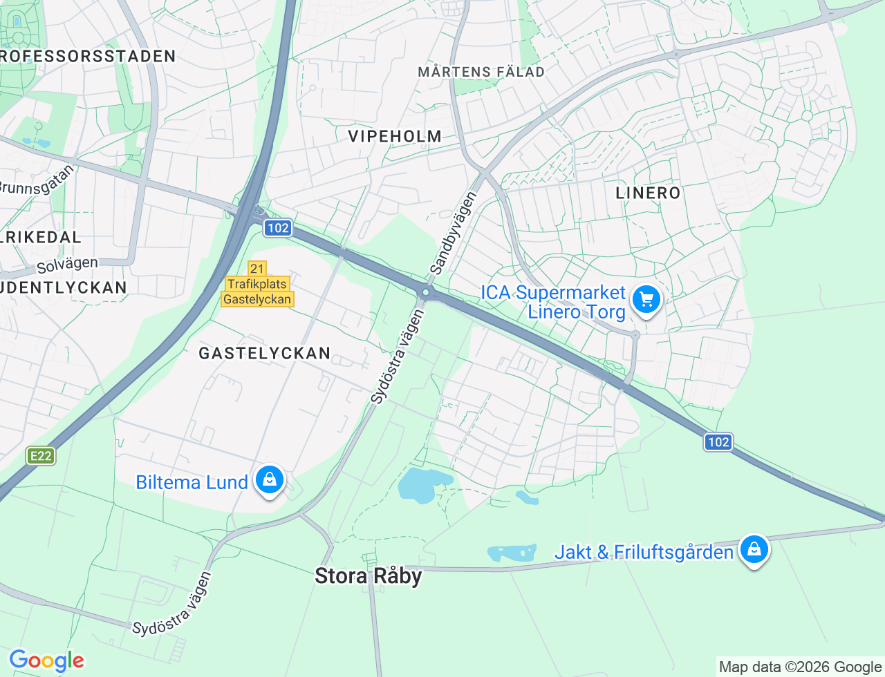 Karta över Turmalingatan 8 i 88 Lund