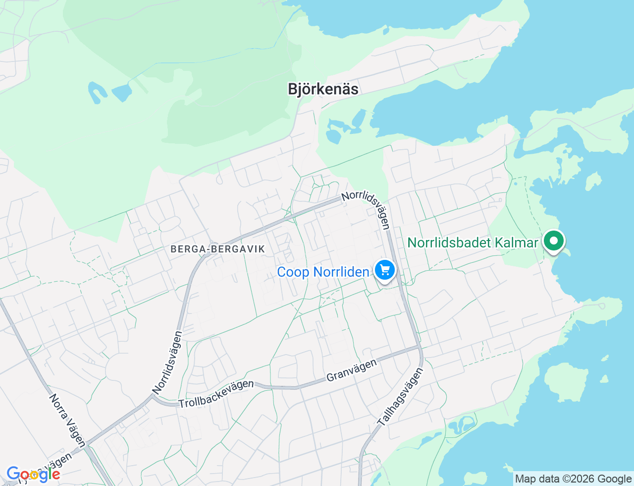 Karta över Två Bröders väg 10B i 58 Kalmar